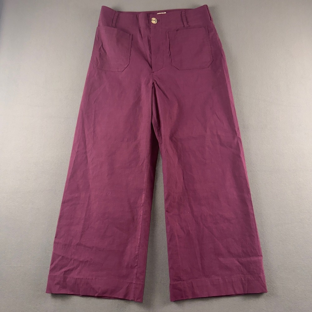 Maeve The Colette Bow Pocket Crop Wide-Leg Pants Purple 31 OB2325906
